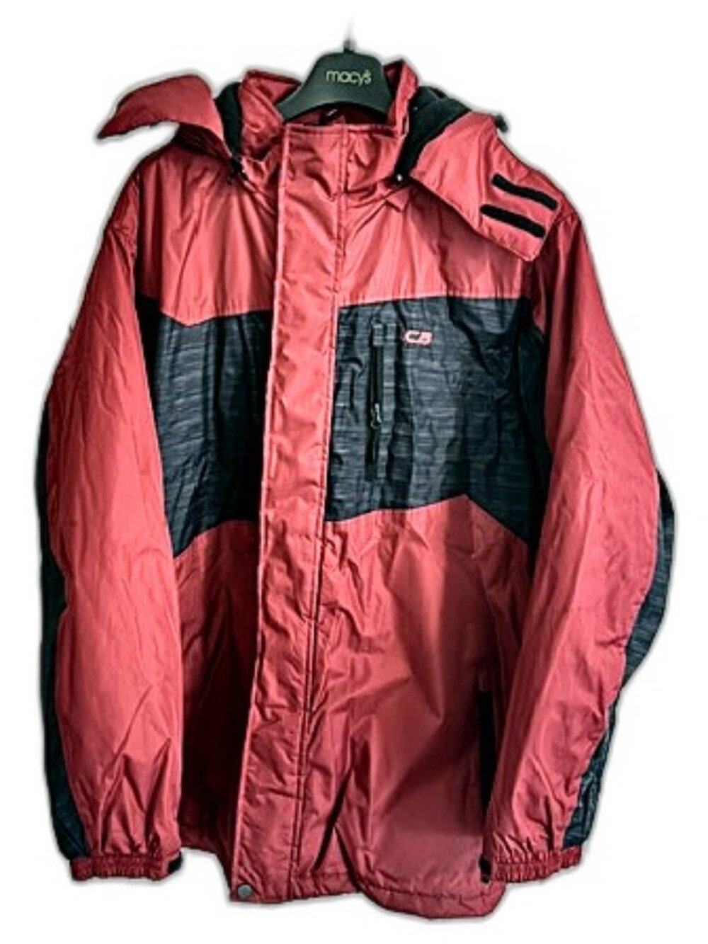 CB Sports Vintage Colorblock Ski Jacket Red Charcoal Hooded Size XL